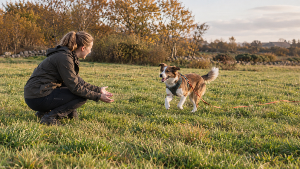 Innkallingstrening med hund og langline